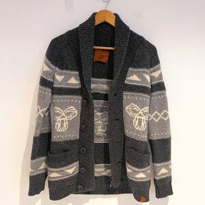 Aritzia TNA Sea to Sky Gray Lambswool Sweater Cowichan Button Cardigan Size M